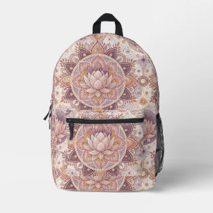 Mochila Impresa Flor de Loto Espiritual - Patrón de Mandala Floral