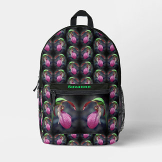 Mochila Impresa Flor de orquídea rosa Lady Slipper personalizada