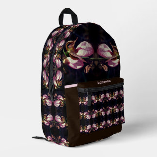 Mochila Impresa Flor de orquídea rosa Lady Slipper personalizada