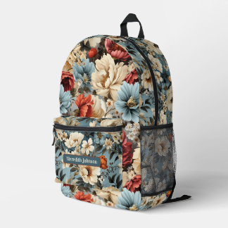 Mochila Impresa Flor de peonía vintage única
