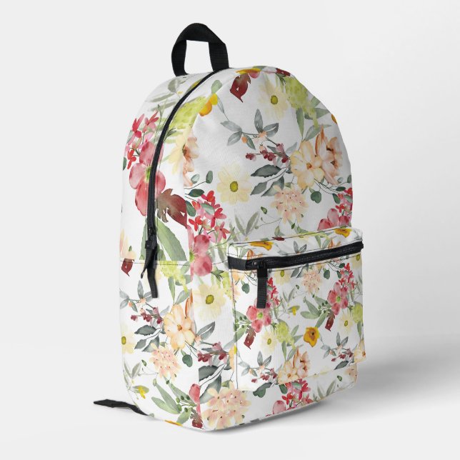 Mochila Impresa Flor de primavera virgen floral vibrante (Esquina izquierda trasera)