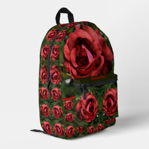 Mochila Impresa Flor De Rosa Roja En Bloom Resumen Personalizado