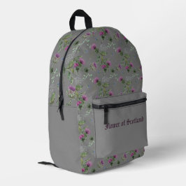 Mochila Impresa Flor escocesa de cardo gris plateado