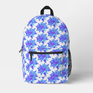 Mochila Impresa Flor floral azul violeta elegante