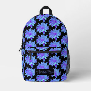 Mochila Impresa Flor floral azul violeta elegante