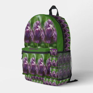 Mochila Impresa Flor morada de tulipán personalizada