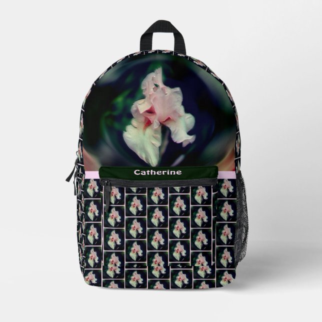 Mochila Impresa Flor rosa Iris Resumen Arte Personalizado (Anverso)