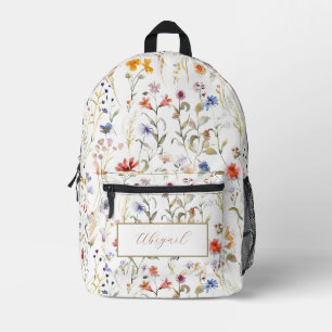 Mochila Impresa Flor silvestre de acuarela elegante personalizada