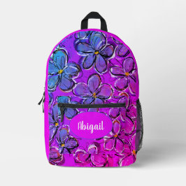 Mochila Impresa Flor tropical azul rosa caliente