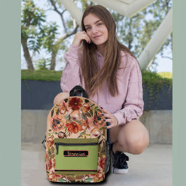 Mochila Impresa Flora de color de agua caída