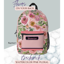 Mochila Impresa Flora rosa acuarela