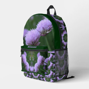 Mochila Impresa Floración de cebolla de escalón morado personaliza