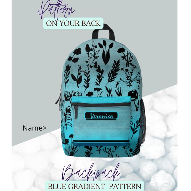 Mochila Impresa Floral azul (Blue Floral Printed Backpack  great gift for her, girlfriend, niece)