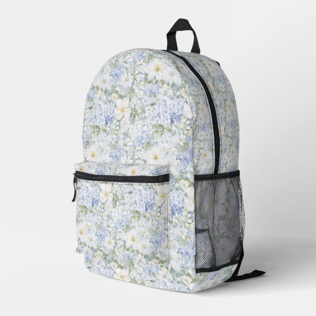 Mochila Impresa Floral azul blanco de moda (Esquina derecha trasera )