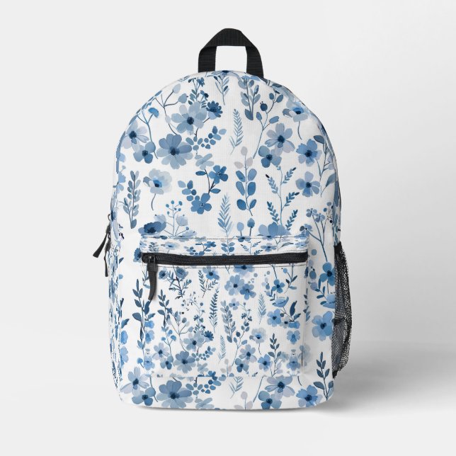 Mochila Impresa Floral azul francés (Anverso)