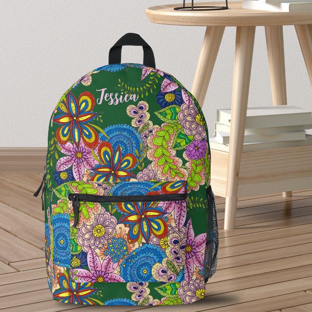 Mochila Impresa Floral Bohemia de arte folclórico vibrante (Subido por el creador)