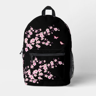 Mochila Impresa Floral Cerezo Blossom Pink Black