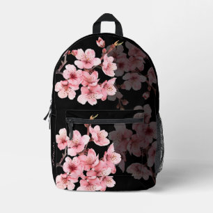 Mochila Impresa Floral Cerezo Blossom Pink Black