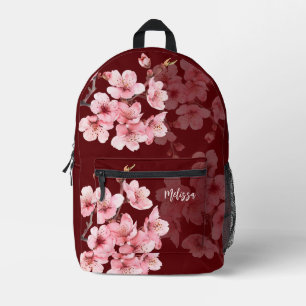 Mochila Impresa Floral Cerezo en flor Blossom Borgoña rosa