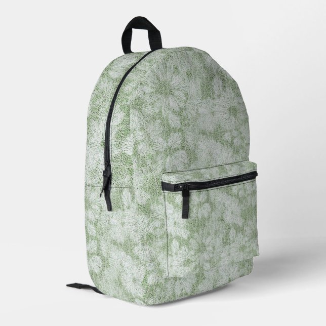 Mochila Impresa Floral Daisy Velvety LIme Green (Esquina izquierda trasera)