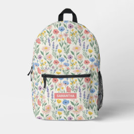 Mochila Impresa Floral de flores silvestres personalizadas
