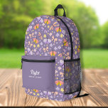 Mochila Impresa Floral de mariposa cutánea, niños personalizados N<br><div class="desc">Una mochila muy divertida y linda con una letra floral de mariposa y el nombre de su hijo y una línea extra de texto. Añadir un número de teléfono, decir, etc. o borrar. Lo suficientemente espacioso para libros, computadora, equipo deportivo y más - o como bolsa de viaje, de dormir....</div>