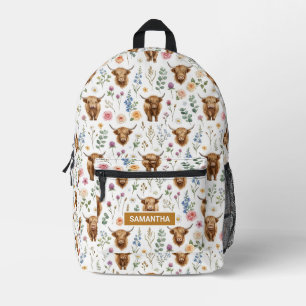 Mochila Impresa Floral de vaca de las Highlands personalizado