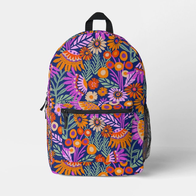 Mochila Impresa Floral de verano audaz (Anverso)