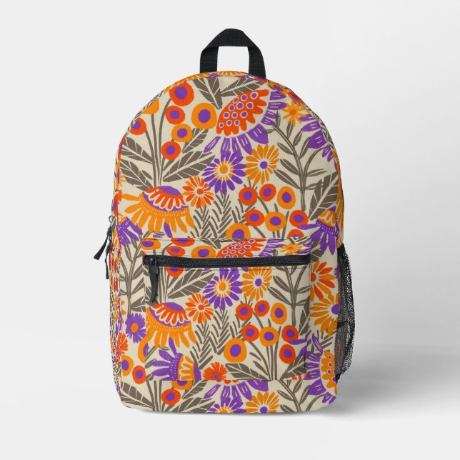 Mochila Impresa Floral del jardín de verano audaz (Anverso)