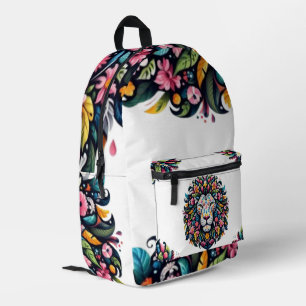 Mochila Impresa Floral Lion Silhouette