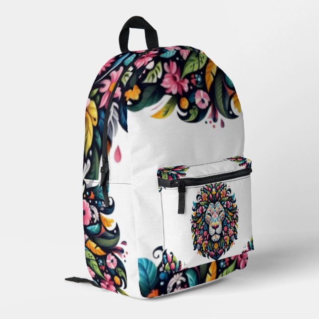 Mochila Impresa Floral Lion Silhouette (Esquina izquierda trasera)