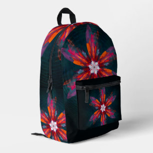 Mochila Impresa Floral Mandala Flores Naranja Azul Rojo Resumen