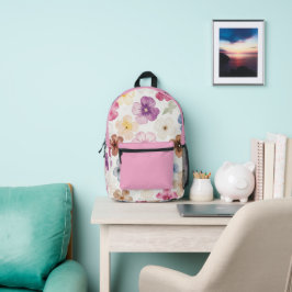 Mochila Impresa Floral Pastel Acuarela 