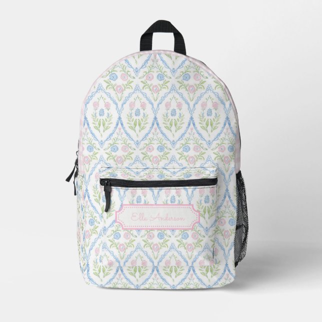 Mochila Impresa Floral Pastel Grandmillennial (Anverso)