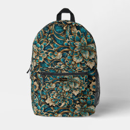 Mochila Impresa Floral Peacock Blue Mandala