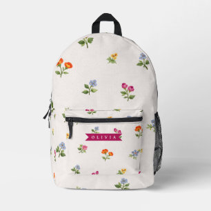 Mochila Impresa Floral Personalizado Silvestre Cottagecore con Est