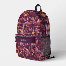 Mochila Impresa Floral Púrpura-