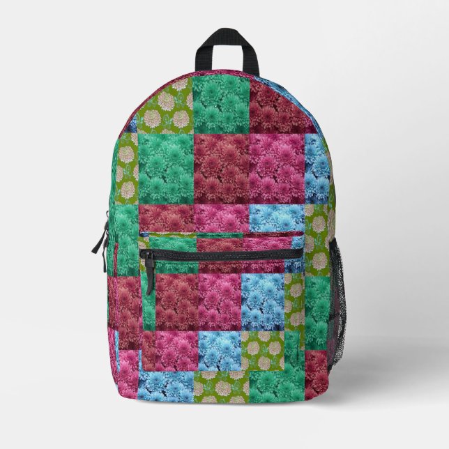Mochila Impresa floral quilt design (Anverso)