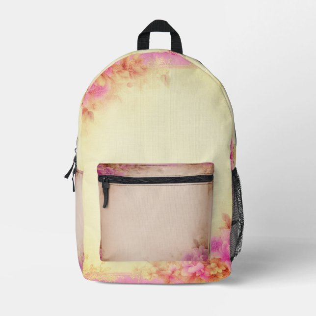 Mochila Impresa Floral rosa caliente (Anverso)