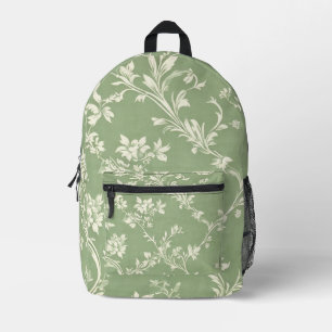 Mochila Impresa Floral silvestre elegante boho verde salvia Primav