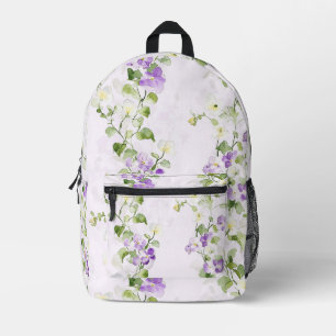 Mochila Impresa Floral Verde Púrpura