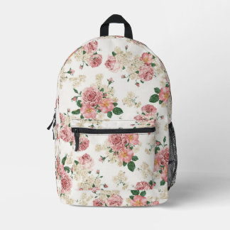 Mochila Impresa Floral vintage sobre blanco