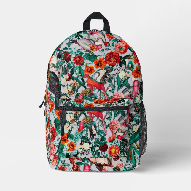 MOCHILA IMPRESA FLORAL Y AVES XIV-II (Anverso)
