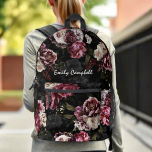 Mochila Impresa florecimiento floral blanco rosa lujoso y temperam