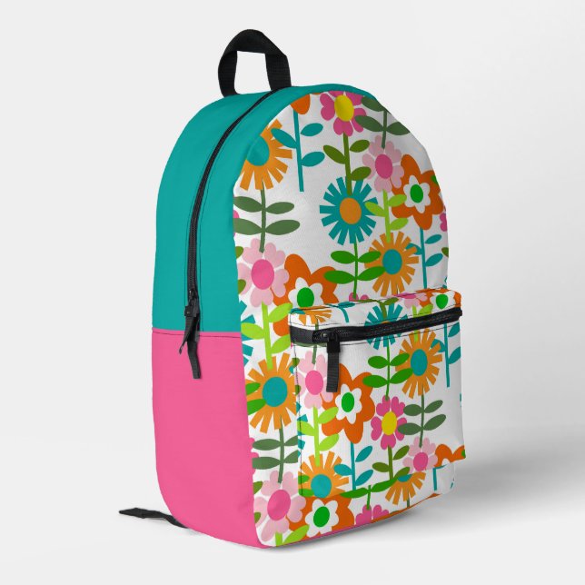 Mochila Impresa Flores al Estilo de los 60 (Esquina izquierda trasera)