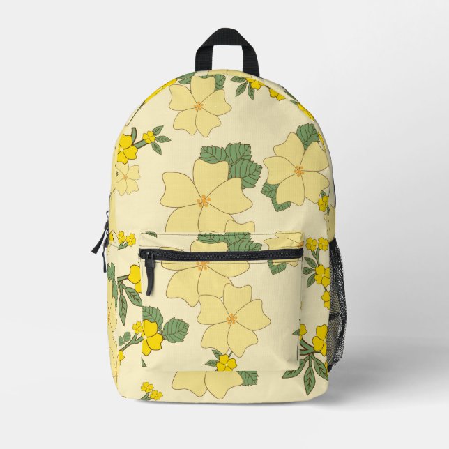 Mochila Impresa Flores Amarillas, Patrón Floral, Patrón De Flores (Anverso)