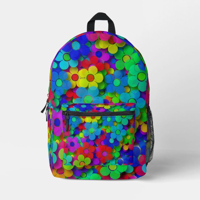 Mochila Impresa Flores arcoiris gruesas (Anverso)