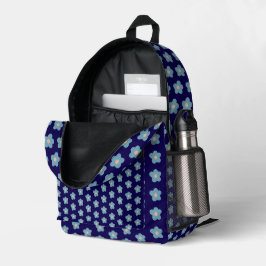 Mochila Impresa Flores azules dulces en la marina