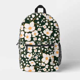 Mochila Impresa Flores blancas centradas en el amarillo y fondo ve