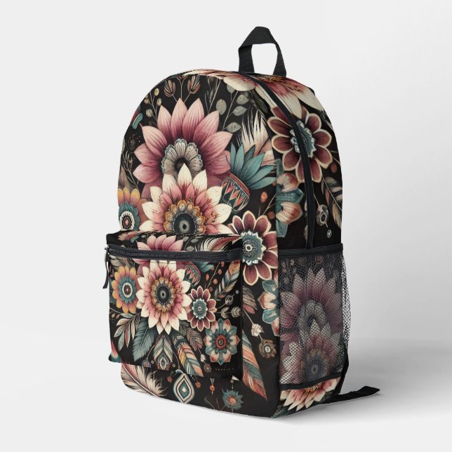 Mochila Impresa Flores Boho de la Tarde (Esquina derecha trasera )